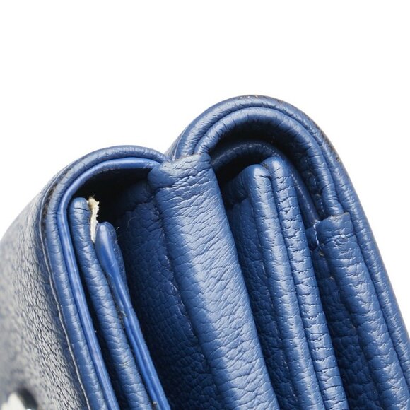 CHANEL Blue Leather Logo Wallet - Picture 6 of 13